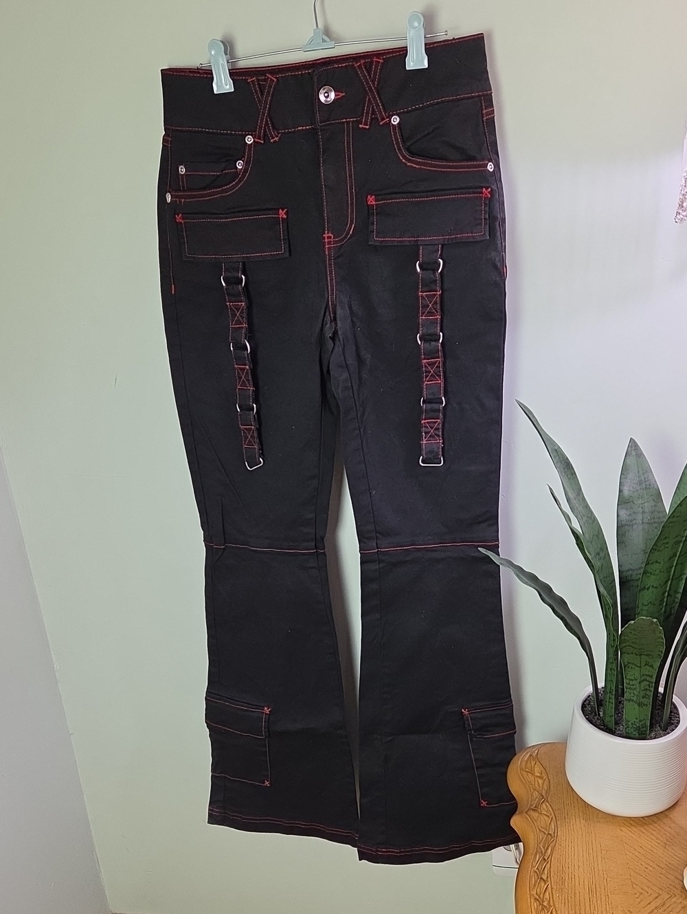 Hot Topic Flare Cargo Black Goth Pants